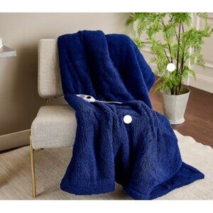 Kringle Express 50" x 70" Heated Sherpa Throw Blanket Warm Blue